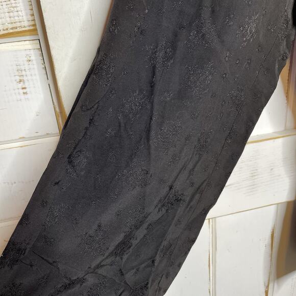 CP Shades Black Floral Brocade Elastic Waist Wide Leg Pockets Crop Pants S - Picture 3 of 7